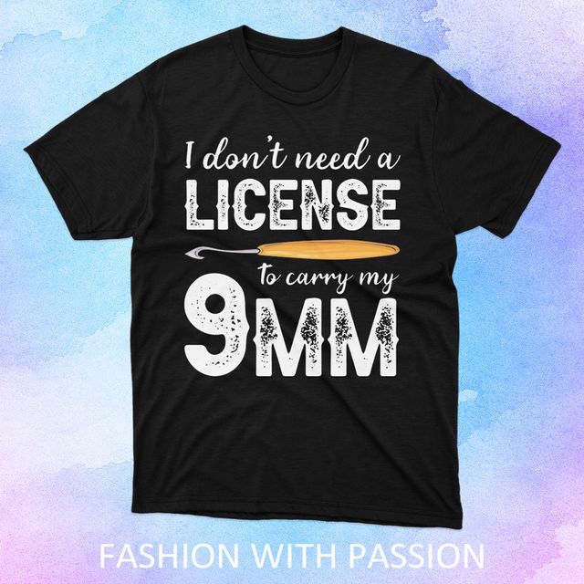 License To Carry A 9MM Crochet Black T-Shirt