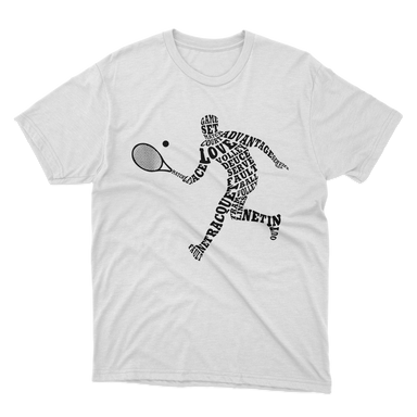 Tennis Player Typography White T-Shirt