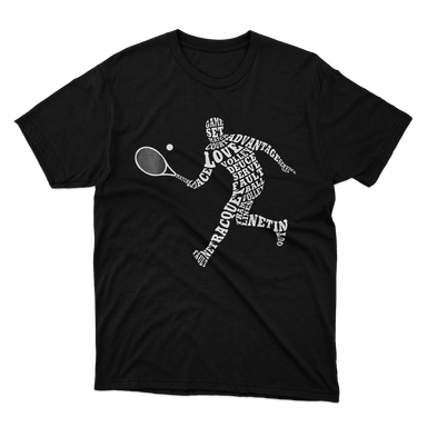 Tennis Player Typography Black T-Shirt