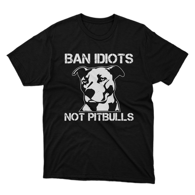 Ban Idiots Not Pitbulls Black T-Shirt