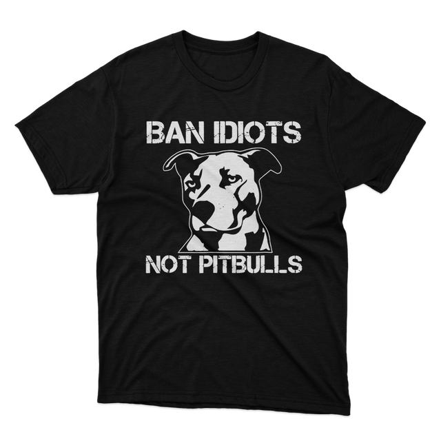 Ban Idiots Not Pitbulls Black T-Shirt