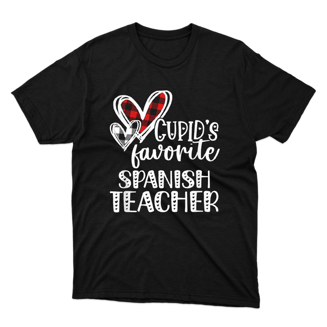 Cupid's Favorite Spanish Teacher Valentine’s Day Black T-shirt