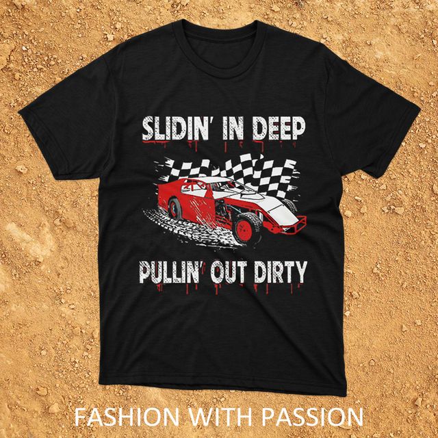 Pullin Out Dirty Dirt Track Racing Black T-Shirt