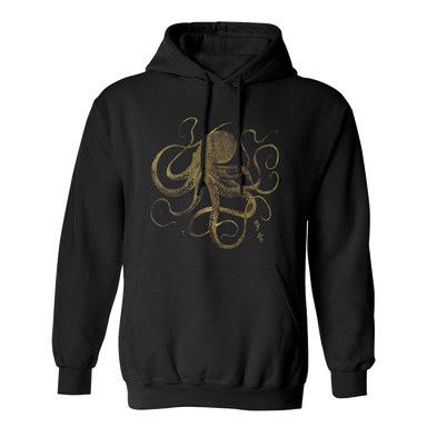 Octopus Japanese Painting Calligraphy Themed Black Hoodie