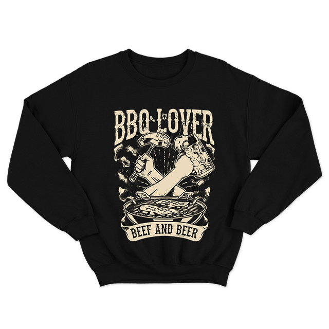 BBQ Lover Beef And Beer Graphic Black Sweatshirt