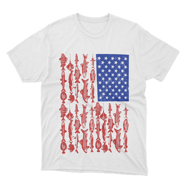 American Flag Fish White T-Shirt
