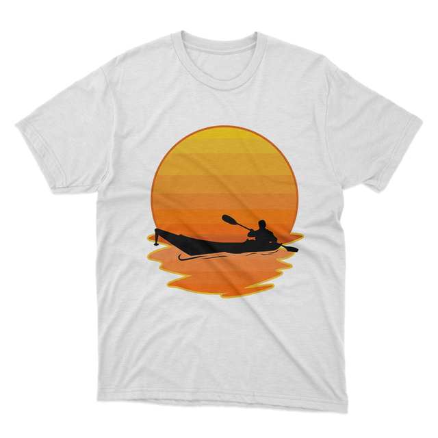 Kayaking Sunset Artwork White T-Shirt