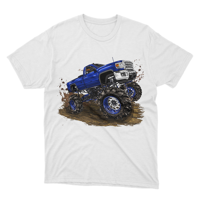 Monster Truck On Mud Artwork White T-Shirt