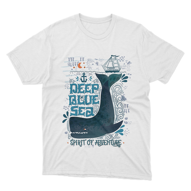 Deep Blue Sea Ocean Sailing White T-Shirt