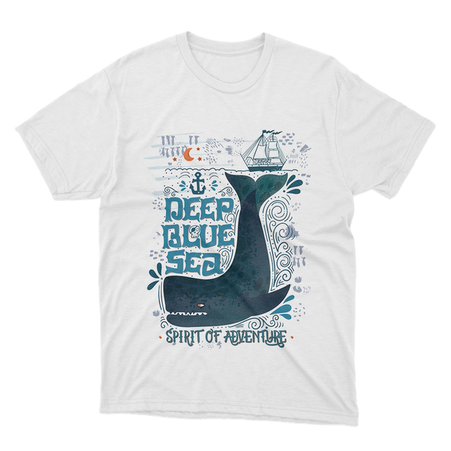 Deep Blue Sea Ocean Sailing White T-Shirt