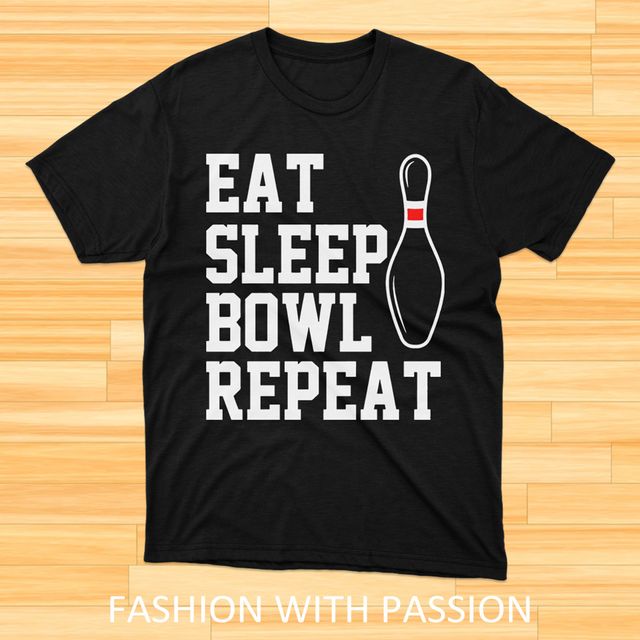 Eat Sleep Bowl Repeat Bowling Black T-Shirt