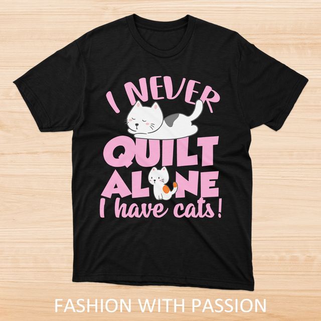 I Have Cats Quilting Black T-Shirt