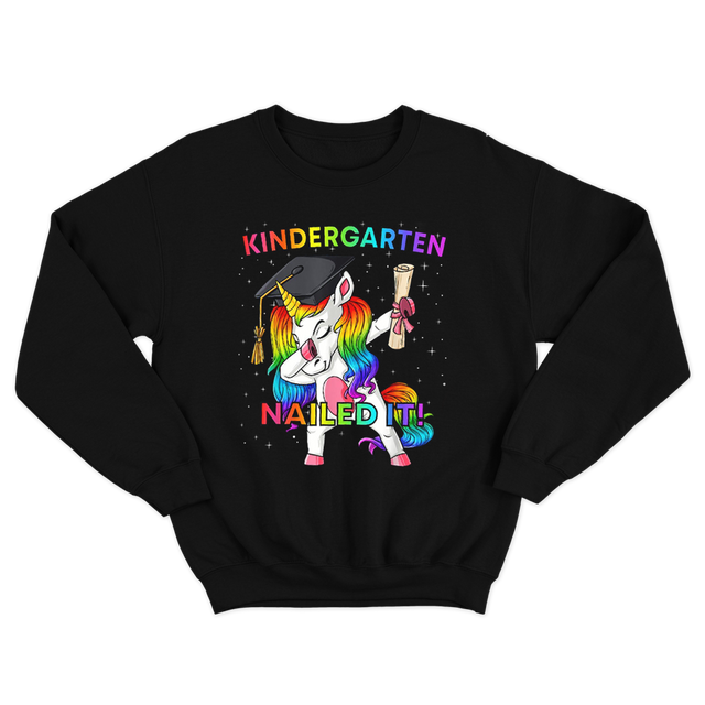 Dabbing Unicorn Kindergarten Nailed It Graduation Girls Black Sweatshirt