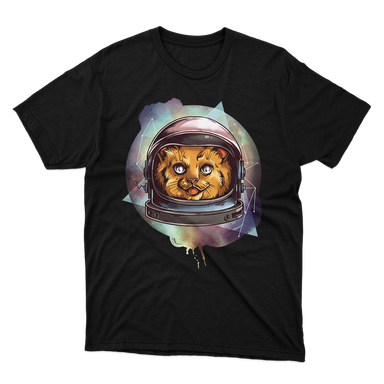 Cosmic Cat Astronaut Black T-Shirt