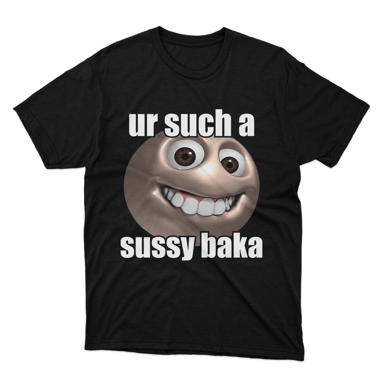 Sussie Baka Ur Such A Sussy Baka Funny Smiley Meme Black T-Shirt | Fan Made Fits