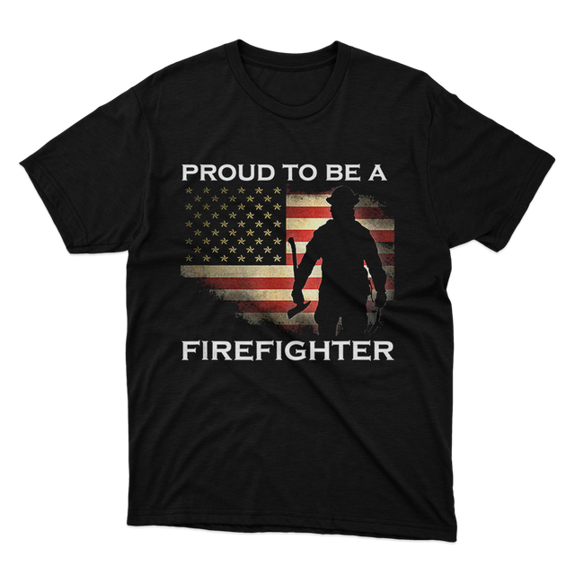 Fireman Proud to be a Firefighter Black T-Shirt