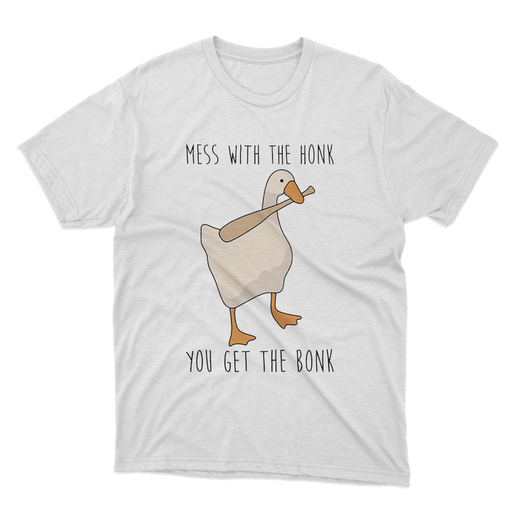 Mess With The Honk You Get The Bonk Funny Duck Baseball Bat White T ...