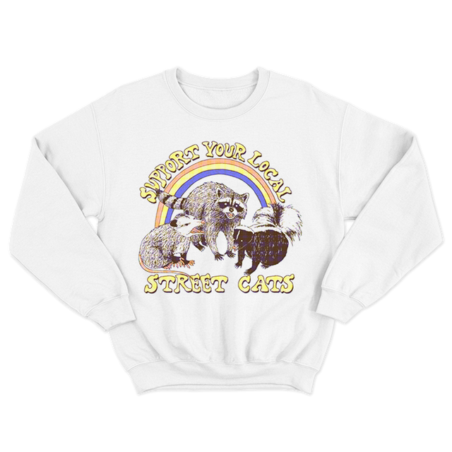 Support Local Street Cats White Crewneck