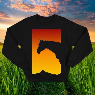 Sunset Horse Black Sweatshirt
