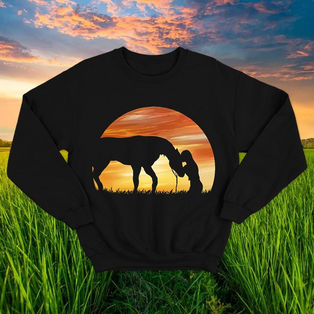 Girl Horses Black Sweatshirt
