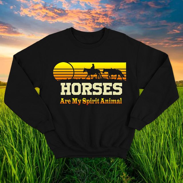 Horses Are My Spirit Animal Black Sweatshirt