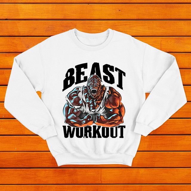 Beast Workout White Sweatshirt