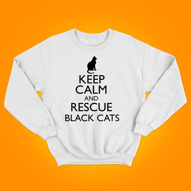 Keep Calm And Rescue Black Cats White Sweatshirt