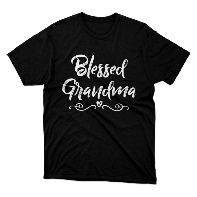 Blessed Grandma Heart Black T-Shirt