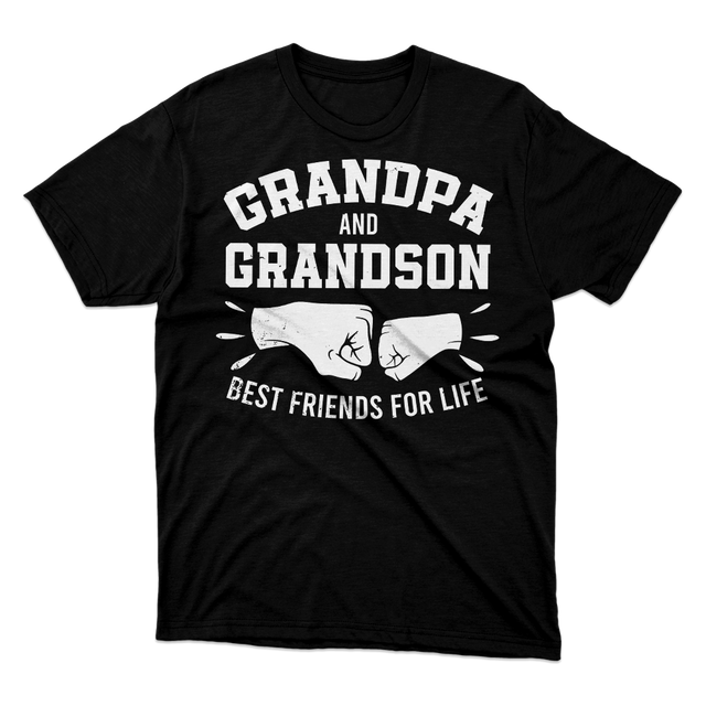 Grandpa And Grandson Friends For Life Black T-Shirt 
