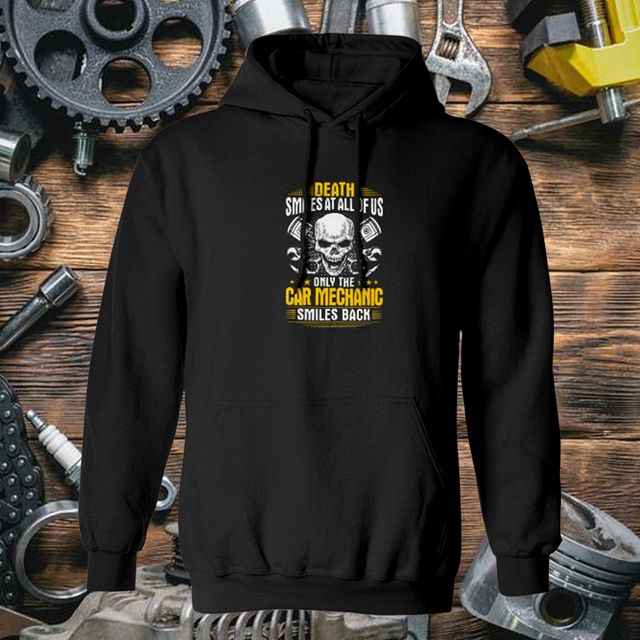 Only The Car Mechanic Smiles Back Black Hoodie