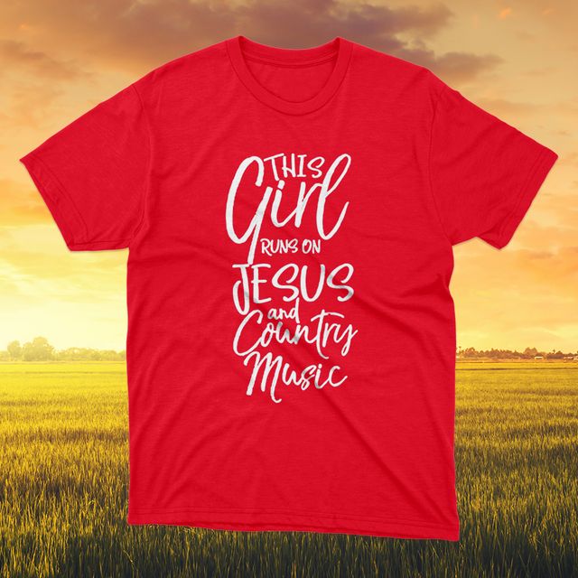 This Girl Runs on Jesus and Country Music Red T-Shirt