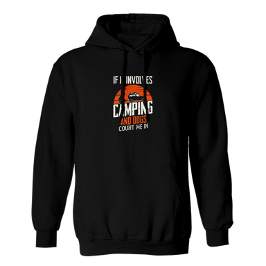 Camping and Dogs Black Hoodie