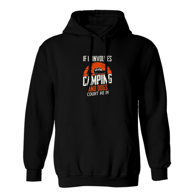 Camping and Dogs Black Hoodie