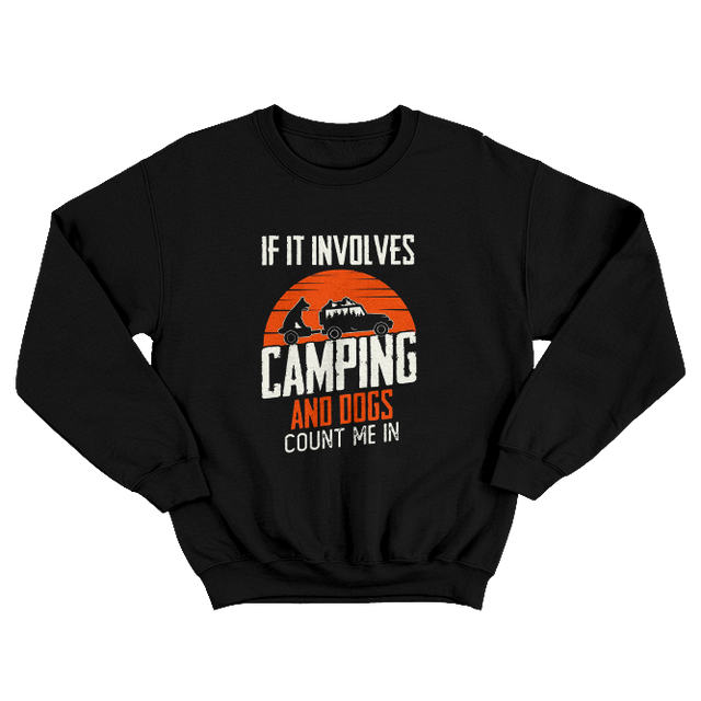 Camping and Dogs Black Sweatshirt