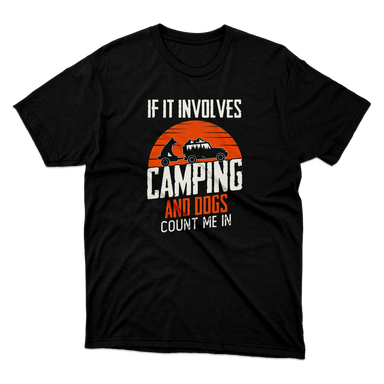 Camping and Dogs Black T-Shirt