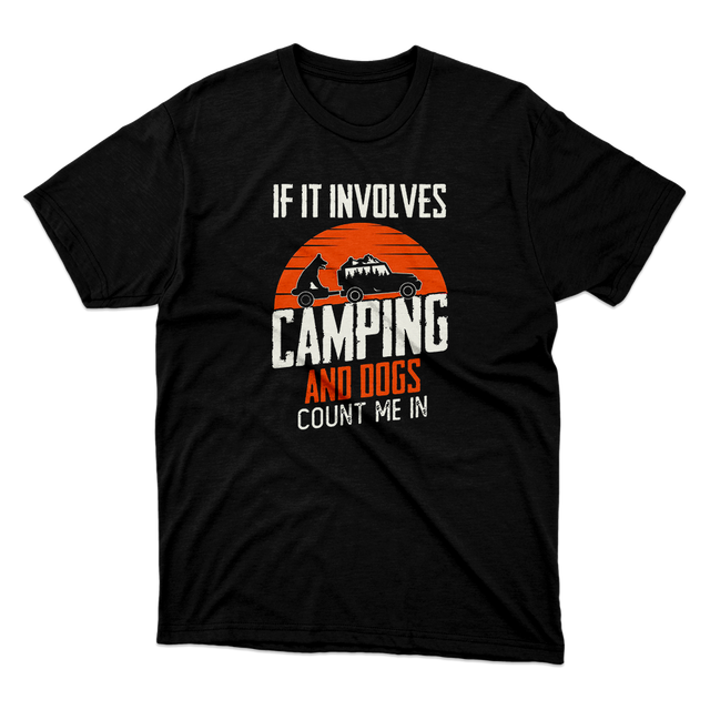 Camping and Dogs Black T-Shirt