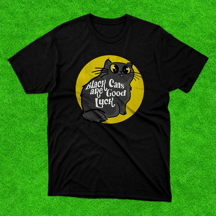Black Cats Are Good Luck Black T-Shirt image 1