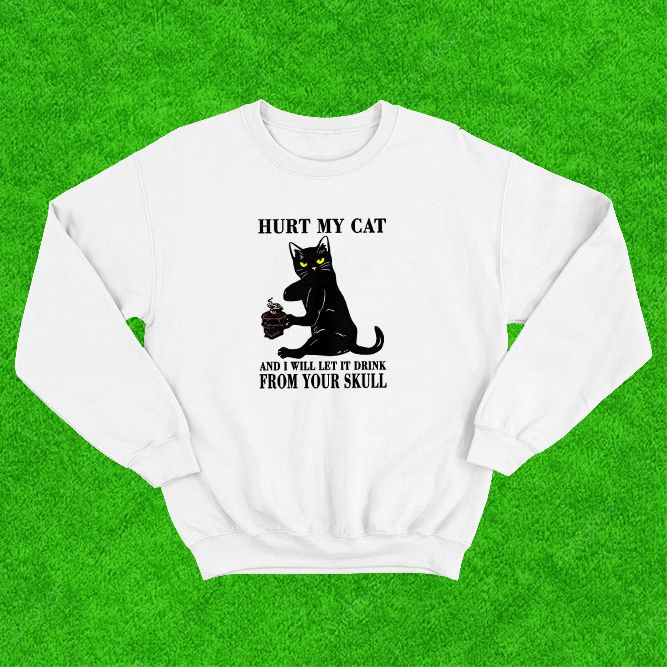 Hurt My Black Cat White Sweatshirt image 1