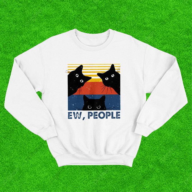 Ew People Black Cats White Sweatshirt image 1