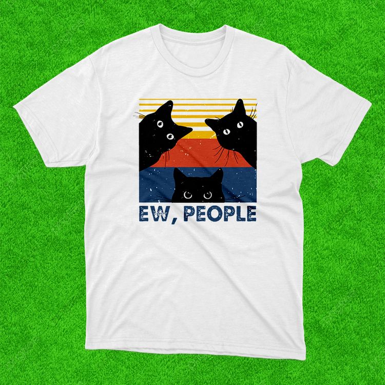 Ew People Black Cats White T-Shirt image 1