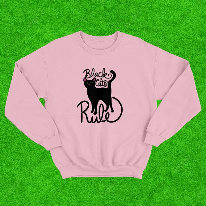 Black Cats Rule Light Pink Sweatshirt image 1