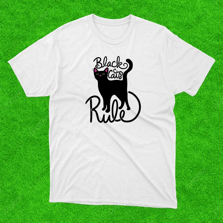 Black Cats Rule White T-Shirt image 1
