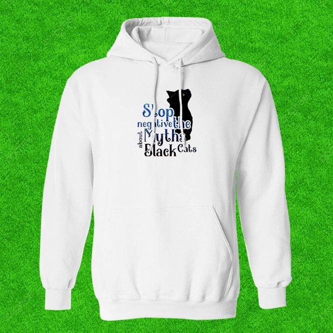 Stop Negative Myths About Black Cats White Hoodie image 1