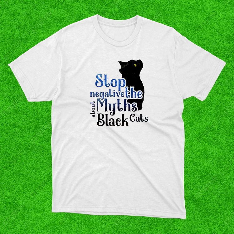 Stop Negative Myths About Black Cats White T-Shirt image 1