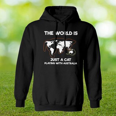 The World Is Just A Cat Playing With Australia Black Hoodie