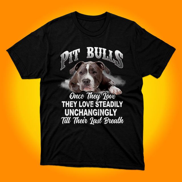 Pit Bulls They Love Steadily Unchangingly Black T-Shirt