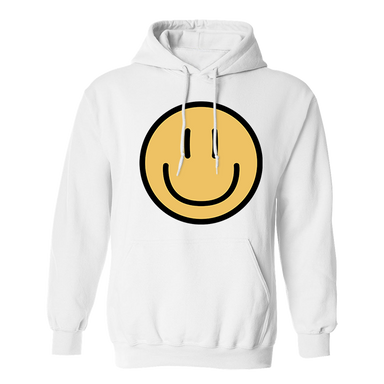 White hoodie with smiley face Clearance