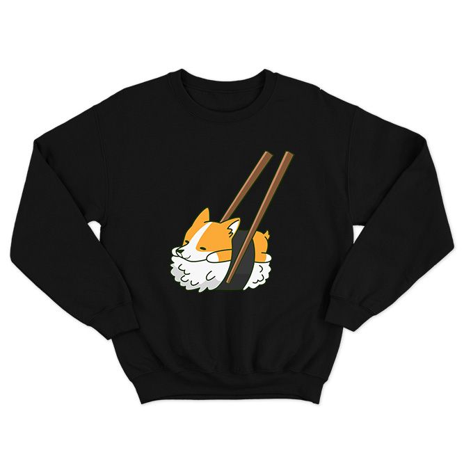 Fan Made Fits Corgi Black Sushi Sweatshirt image 1
