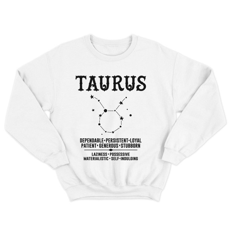 Fan Made Fits Horoscope White Taurus Sweatshirt image 1