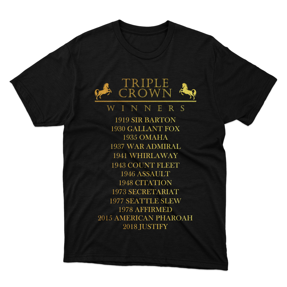Fan Made Fits Horse Racing 3 Black TripleCrown T-Shirt image 1